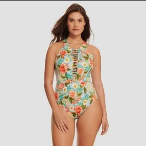 Beach Betty Floral One Piece Cut Out Swimsuit
